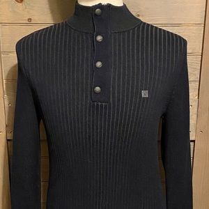 SOLD! Express Men's Navy Blue 1/4 Zip & Button Ribbed Sweater Large (NWT)